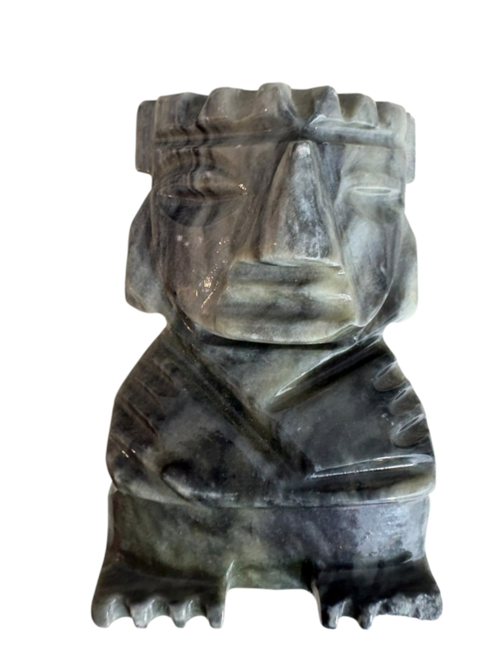Stone Sculpture handmade Figurine Grey Green stone